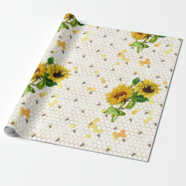 Papel De Regalo Diseño de la serie de girasoles y abejas nueve