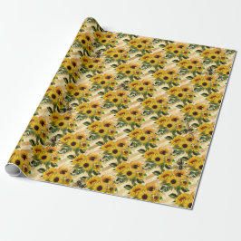Papel De Regalo Diseño de la serie de girasoles y abejas siete