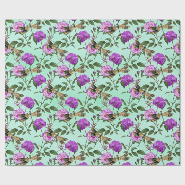 Papel De Regalo Diseño de la serie Dragonflies de época 15 (Costura)