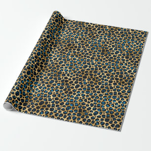 Papel De Regalo Diseño de la serie Leopardo Azul y Dorado 4