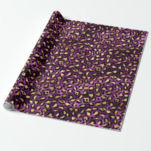 Papel De Regalo Diseño de la serie Leopardo púrpura y dorado 1