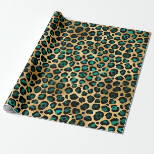 Papel De Regalo Diseño de la serie Leopardo Teal y Gold 14 