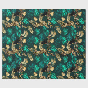 Papel De Regalo Diseño de la serie Leopardo Teal y Gold 7 