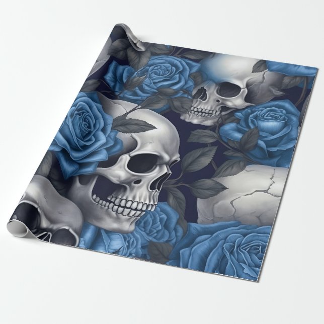 Papel De Regalo Diseño de la serie Skull y Rosas 12 (Desenrollado)
