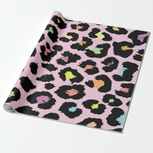 Papel De Regalo diseño de leopardo salvaje exótico colorido a mano