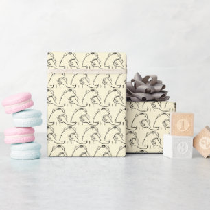 Papel De Regalo Diseño de línea de abrazo de oso cálido y acogedor