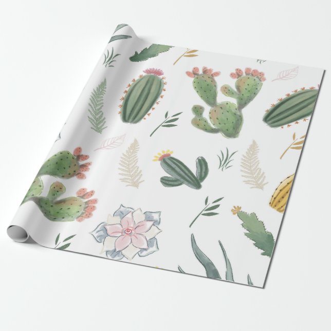 Papel De Regalo Diseño de los cactus (Desenrollado)