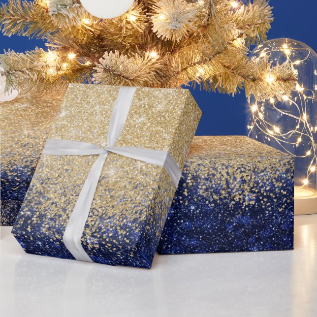 Papel De Regalo Diseño de lujo Ombre Purpurina Ombre y Blue (Vacaciones)