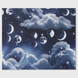 Papel de Regalo - Diseño de Luna Celestial Platead