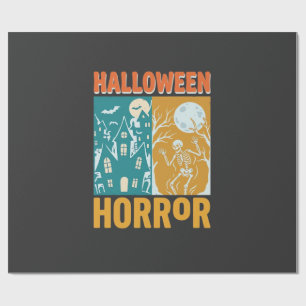 Papel De Regalo Diseño de luna de casa embrujada de Halloween_1