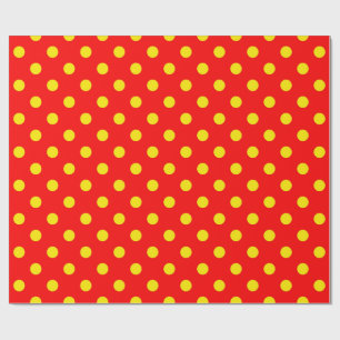Papel De Regalo Diseño de lunares amarillos con fondo rojo