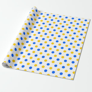 Papel De Regalo Diseño de lunares blancos azules y amarillos 