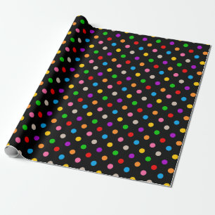 Papel De Regalo Diseño de lunares de arcoíris colorido negro