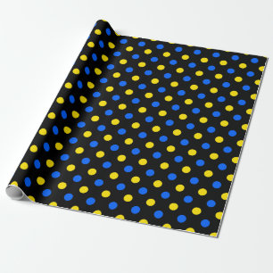 Papel De Regalo Diseño de lunares negros azules y amarillos