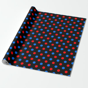Papel De Regalo Diseño de lunares rojos y azules negros
