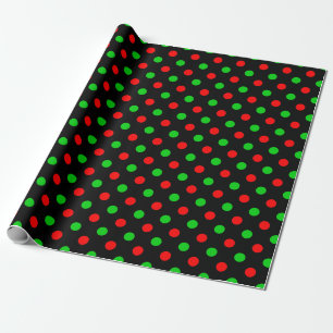 Papel De Regalo Diseño de lunares rojos y verdes negros