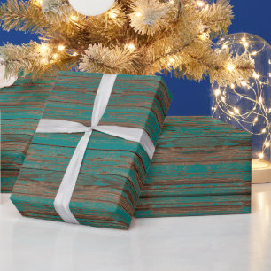Papel De Regalo Diseño de madera pintada turquesa del suroeste rus