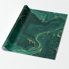 Papel De Regalo Diseño de marea dorada turquesa