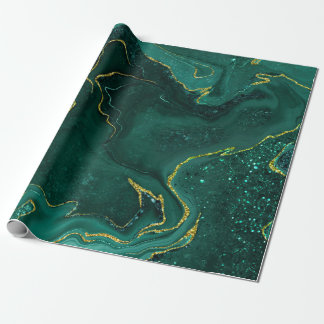 Papel De Regalo Diseño de marea dorada turquesa