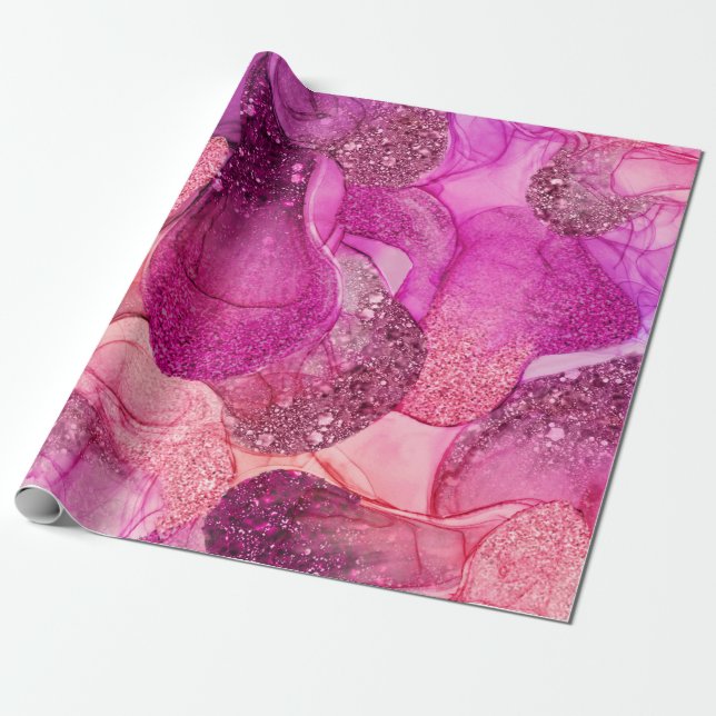 Papel De Regalo Diseño de marea negra rosada (Desenrollado)