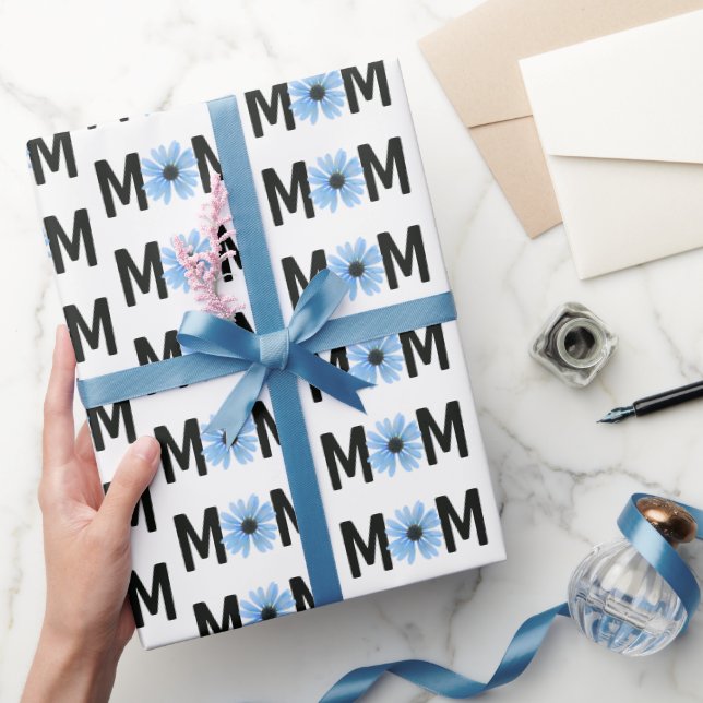 Papel De Regalo Diseño de margarita azul para mamá (Regalar)