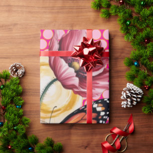 Papel De Regalo Diseño de mariposa y floral elegante en acuarela