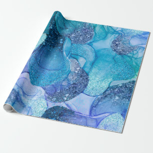 Papel De Regalo Diseño de mármol azul acuático