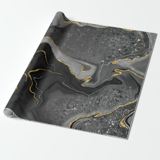 Papel De Regalo Diseño de mármol gris y dorado