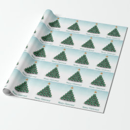 Papel De Regalo Diseño de Merry Christmas Balls Tree Mint Pastel