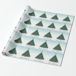 Papel De Regalo Diseño de Merry Christmas Balls Tree Mint Pastel