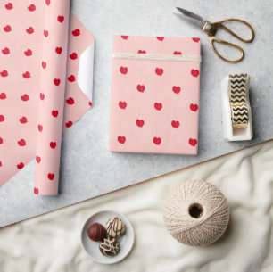 Papel De Regalo Diseño de Mini Corazón - Rosa y Rojo