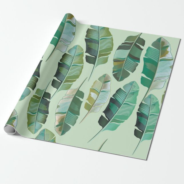 Papel De Regalo Diseño de moda con plantas de plátanos tropicales (Desenrollado)