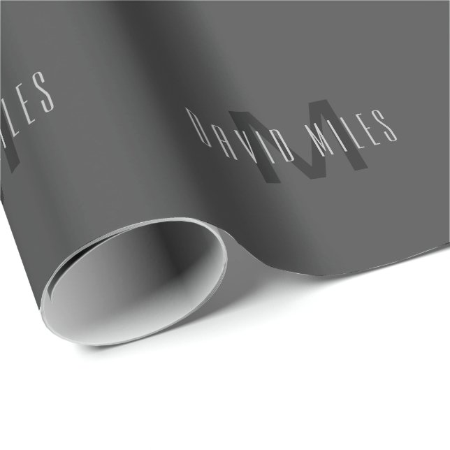Papel De Regalo Diseño de monograma minimalista moderno editable g (Esquina del rollo)