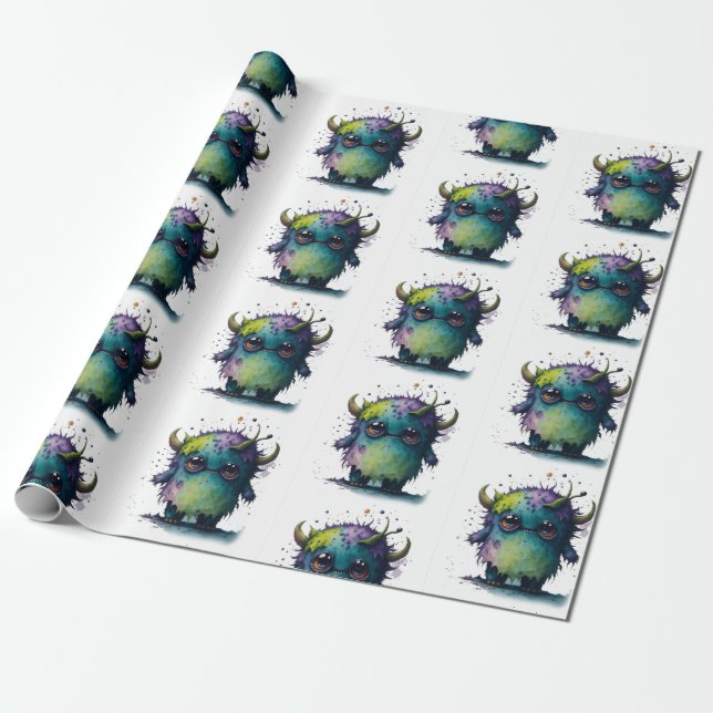 Papel De Regalo Diseño de monstruos personalizados (Desenrollado)