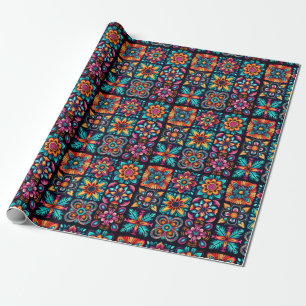 Papel De Regalo Diseño de mosaico colorido con flores 2