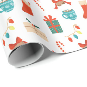 Papel De Regalo Diseño de motivos navideños de Feliz