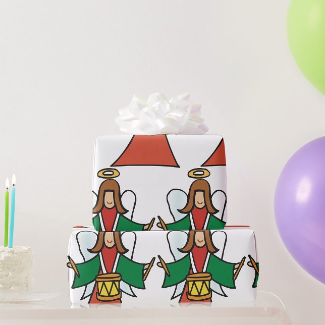 Papel De Regalo Diseño de música de vacaciones Angel Drummer para  (Subido por el creador)