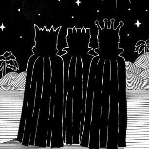 Papel De Regalo Diseño de navidades blancos y negros de tres reyes