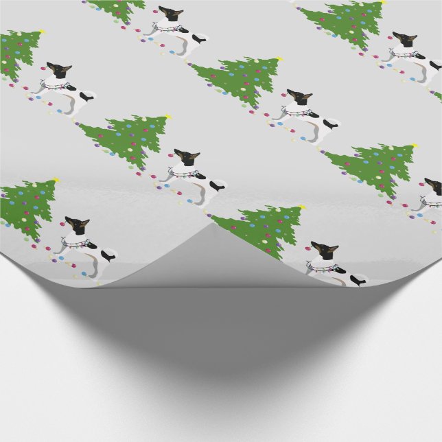 Papel De Regalo Diseño de Navidades de Silhouette de Rat Terrier (Esquina)