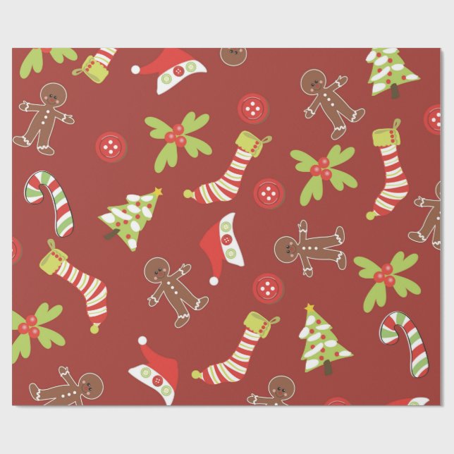 Papel De Regalo Diseño de navidades en rojo (Superficie plana)