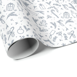 Papel De Regalo Diseño de Navidades enmarcados en Doodled Winter M
