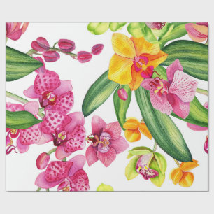 Papel De Regalo Diseño de orquídeas en acuarela 18