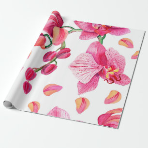 Papel De Regalo Diseño de orquídeas en acuarela 2