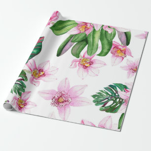 Papel De Regalo Diseño de orquídeas en acuarela 30