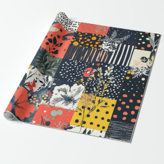 Papel De Regalo Diseño de parches botánicos audaces