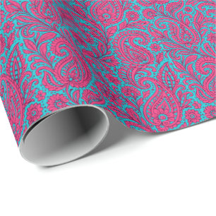 Papel De Regalo Diseño de patrón continuo de paisley rosa caliente