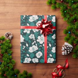 Papel De Regalo Diseño de patrón continuo floral esmeralda