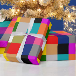 Papel De Regalo Diseño de patrón de bloques de color audaz y color