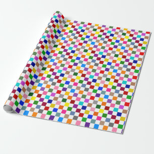 Papel De Regalo Diseño de Patrón de Cuadros Colorido Blanco