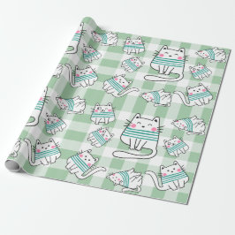Papel De Regalo Diseño de patrón de gato lúdico
